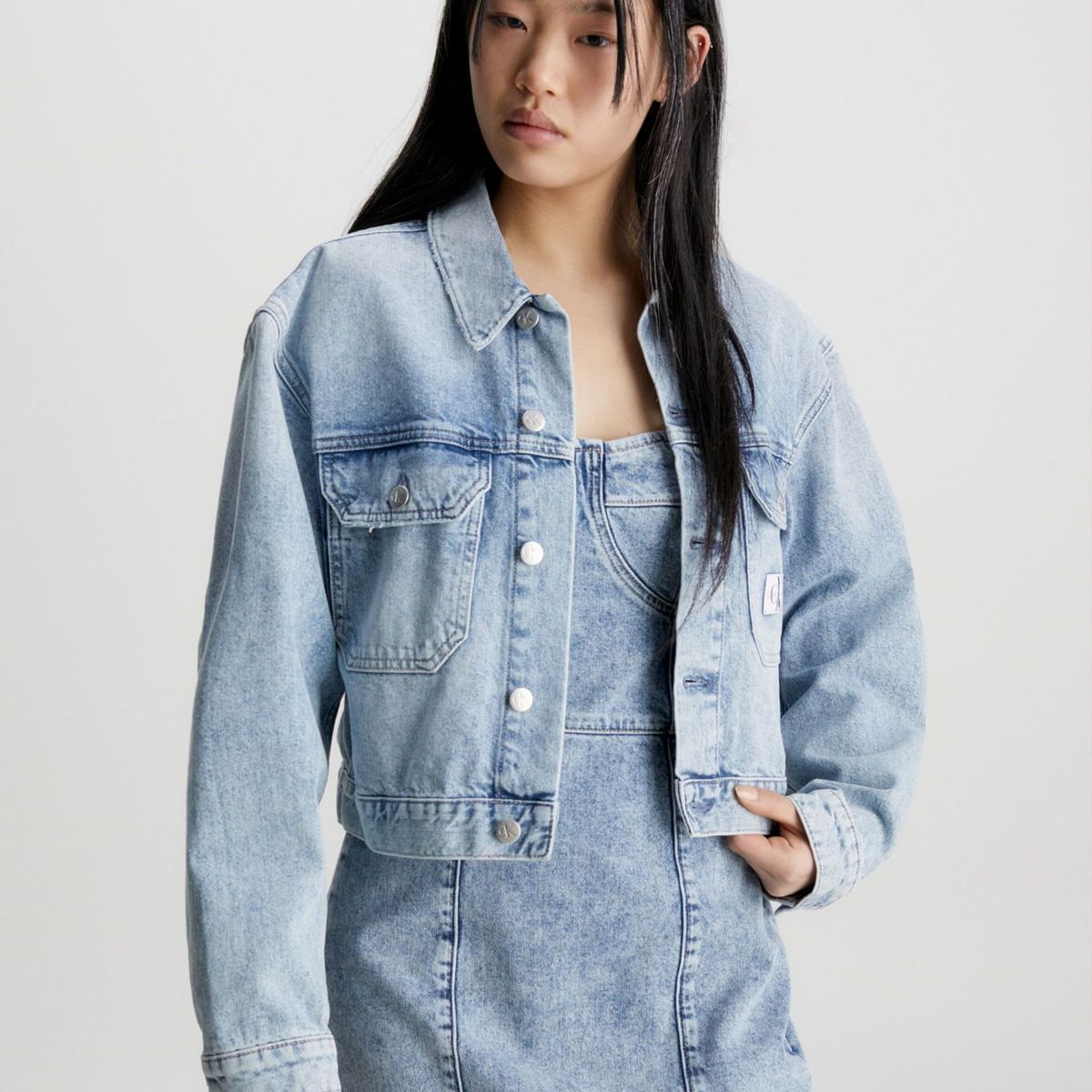CALVIN KLEIN - Chaqueta Cropped De Denim Reciclado Mujer Azul Calvin Klein
