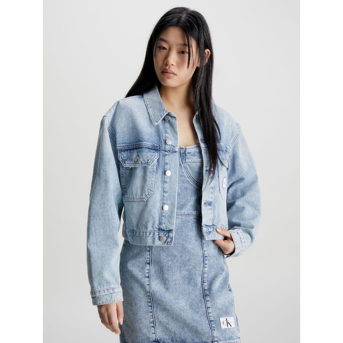 CALVIN KLEIN - Chaqueta Cropped De Denim Reciclado Mujer Azul Calvin Klein