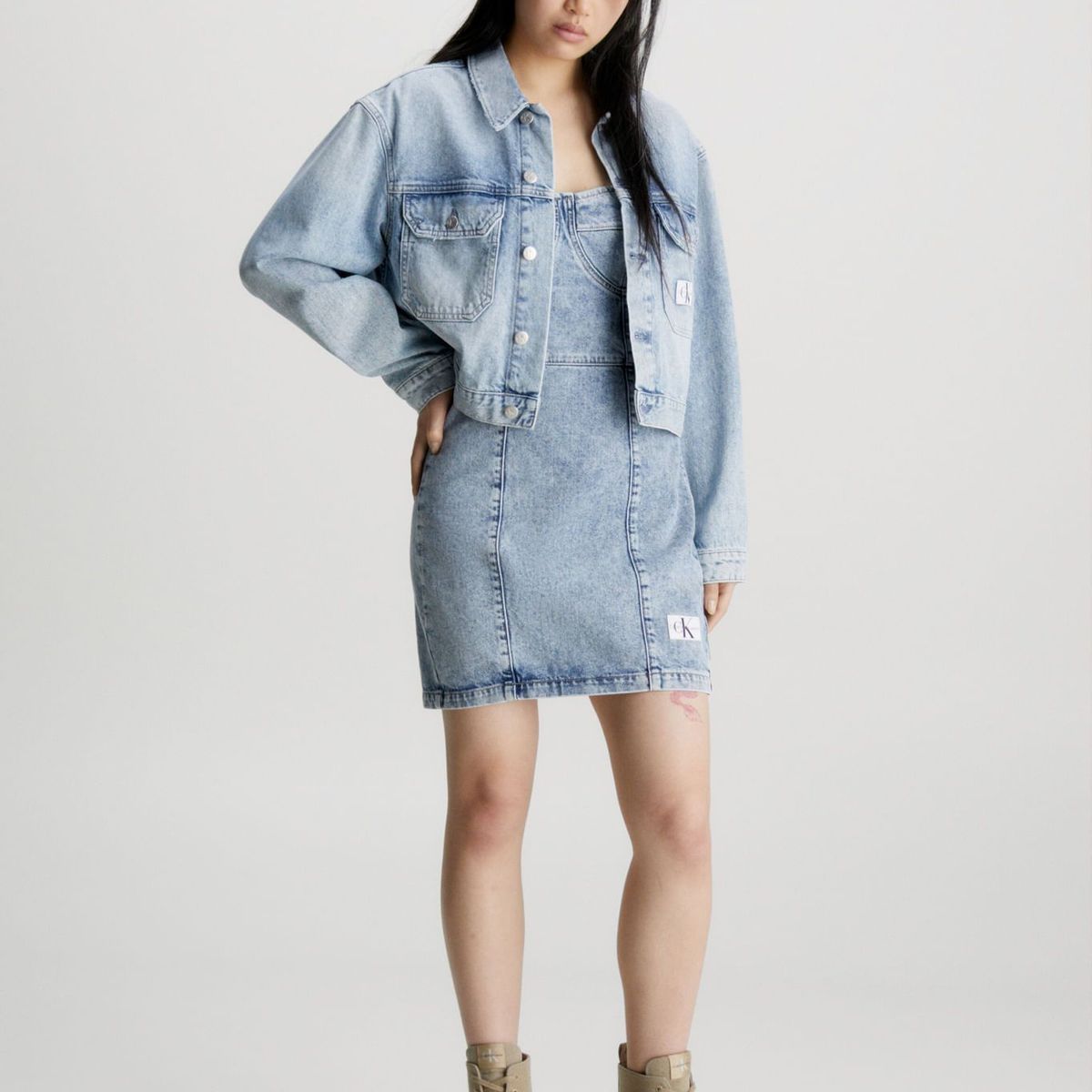 CALVIN KLEIN - Chaqueta Cropped De Denim Reciclado Mujer Azul Calvin Klein