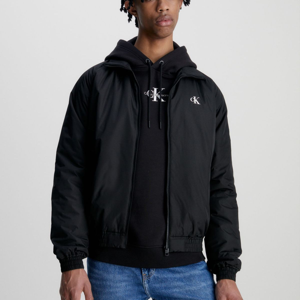 CALVIN KLEIN - Chaqueta Bomber De Poliéster Reciclado Hombre Negro Calvin Klein