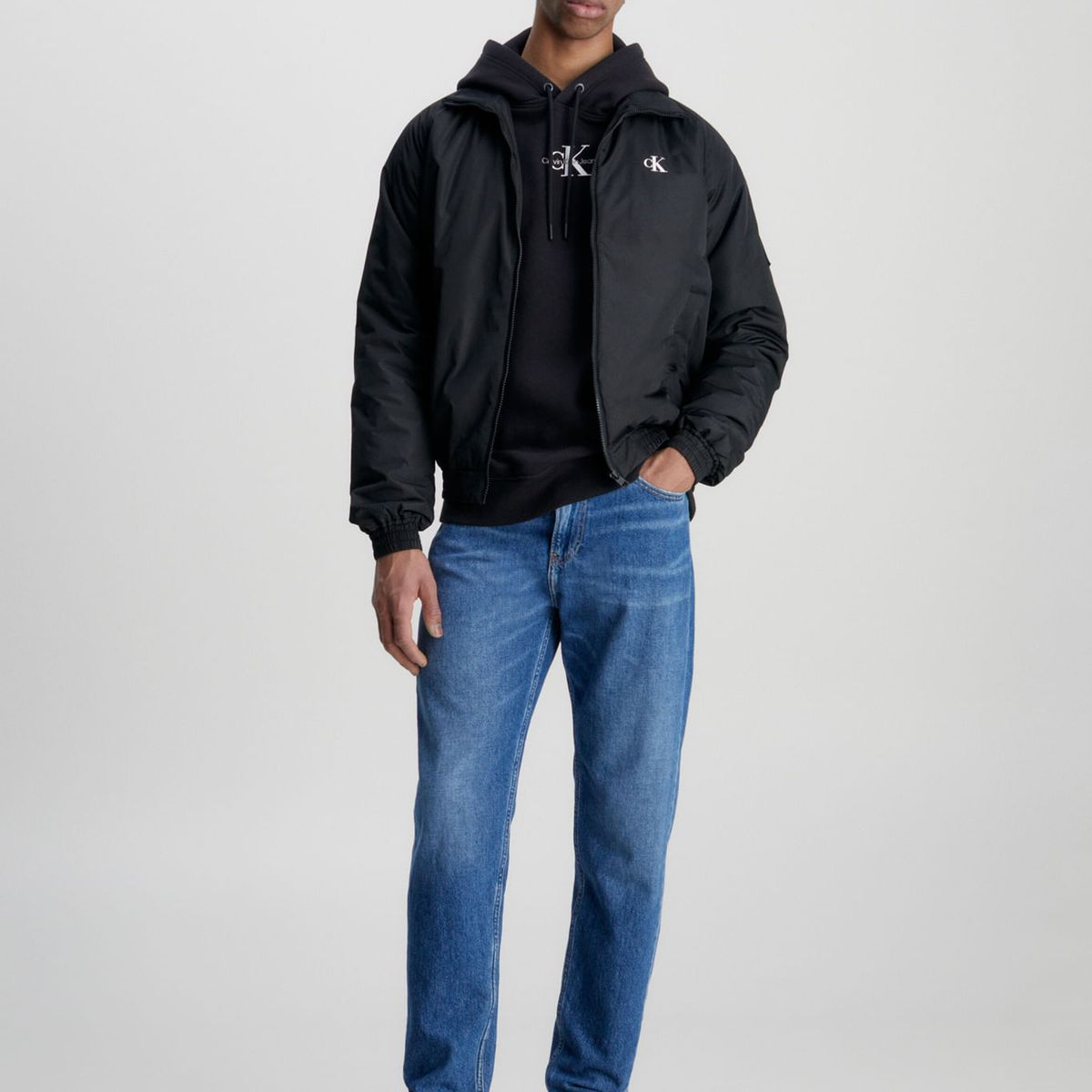 CALVIN KLEIN - Chaqueta Bomber De Poliéster Reciclado Hombre Negro Calvin Klein