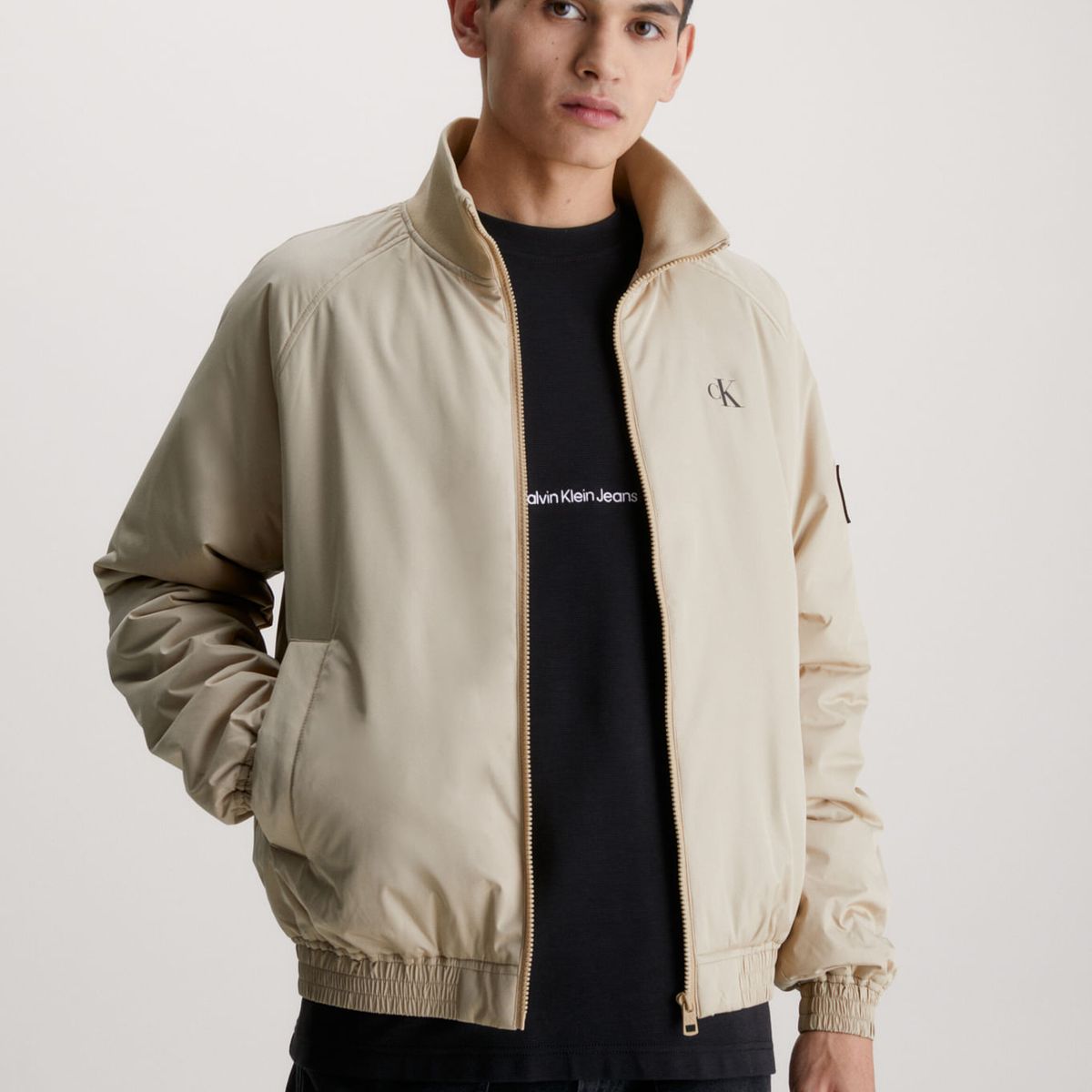 CALVIN KLEIN - Chaqueta Bomber De Poliéster Reciclado Hombre Beige Calvin Klein