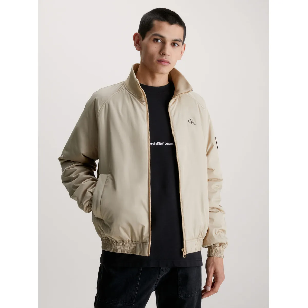 CALVIN KLEIN - Chaqueta Bomber De Poliéster Reciclado Hombre Beige Calvin Klein