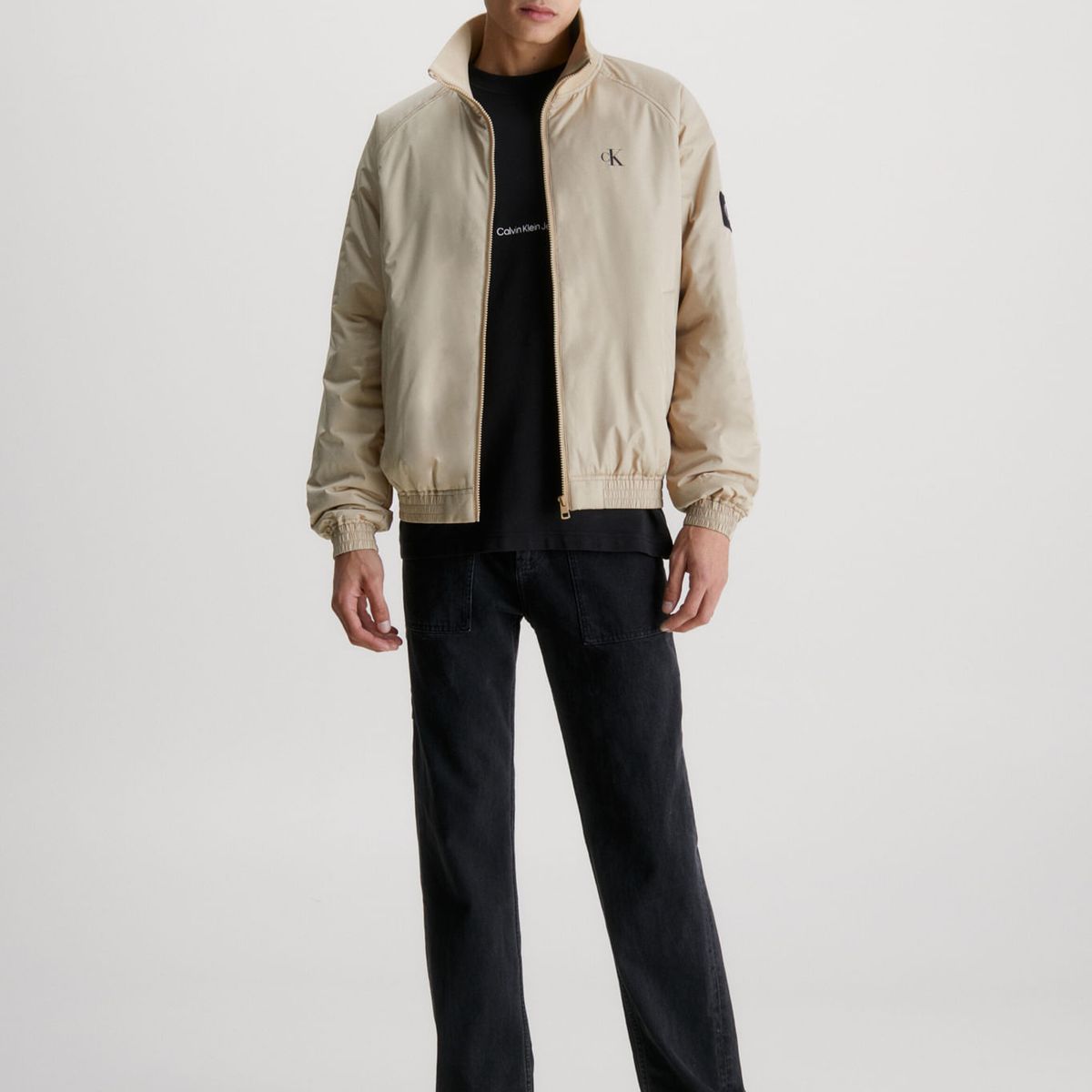 CALVIN KLEIN - Chaqueta Bomber De Poliéster Reciclado Hombre Beige Calvin Klein