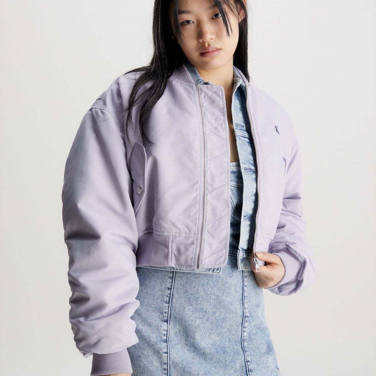 CALVIN KLEIN - Chaqueta Morada Bomber Ligeramente Acolchada Para Mujer Calvin Klein