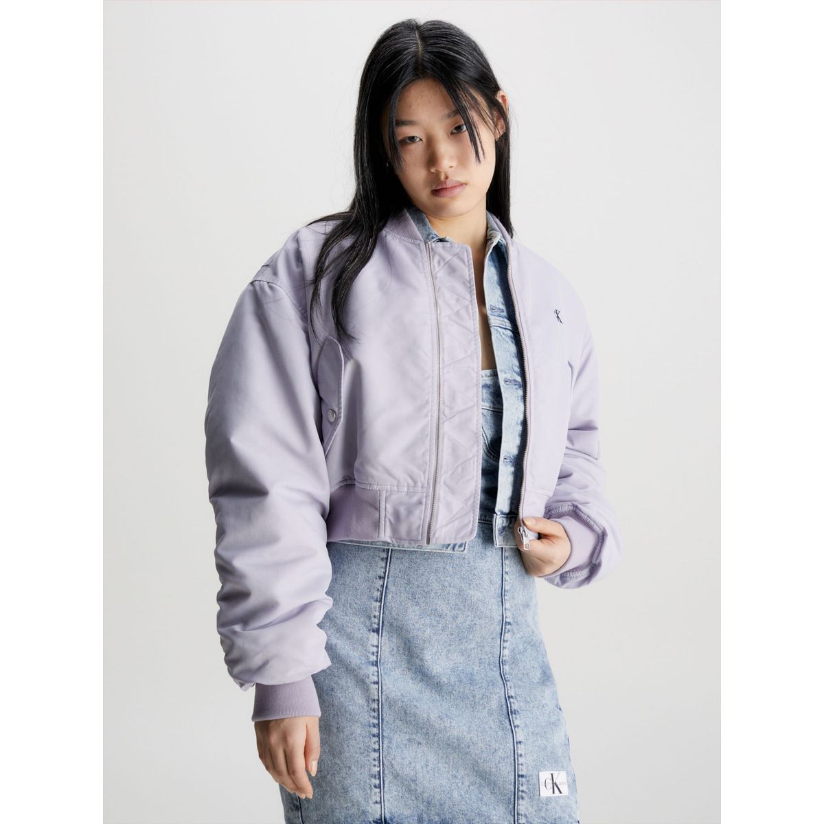 CALVIN KLEIN - Chaqueta Morada Bomber Ligeramente Acolchada Para Mujer Calvin Klein