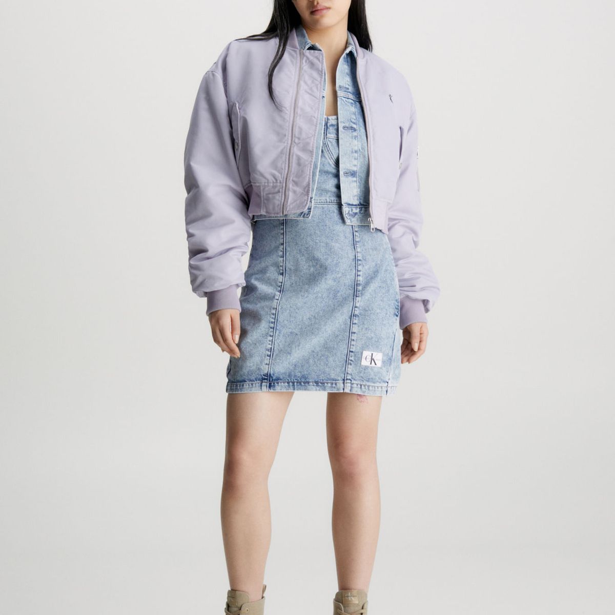 CALVIN KLEIN - Chaqueta Morada Bomber Ligeramente Acolchada Para Mujer Calvin Klein