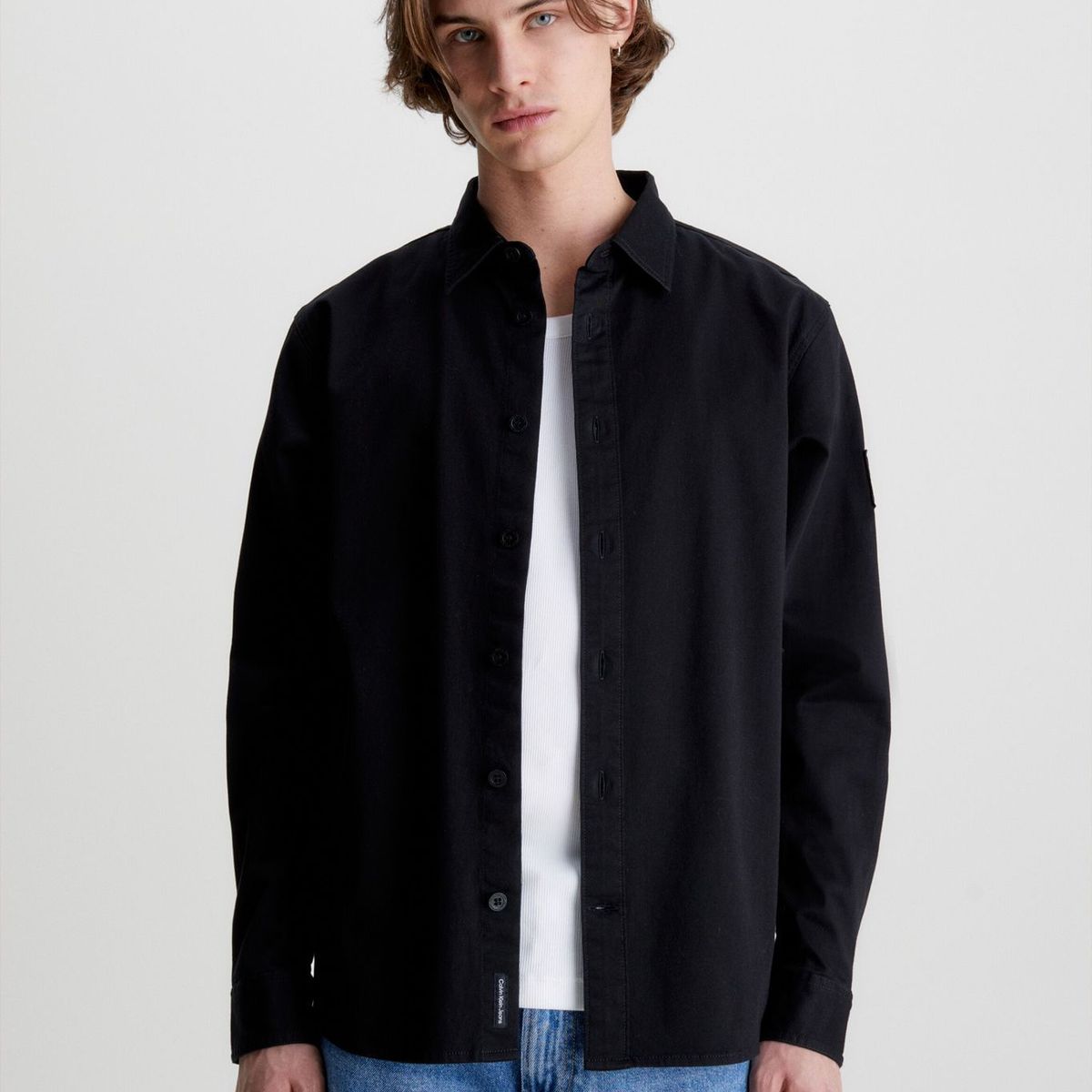 CALVIN KLEIN - Camisa Holgada De Sarga Algodón Hombre Negro Calvin Klein