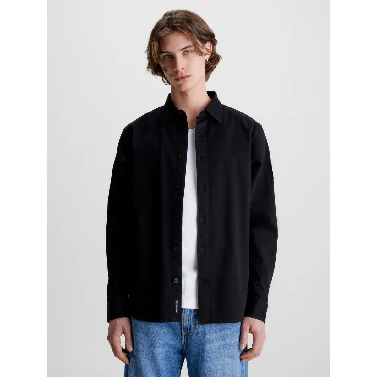 CALVIN KLEIN - Camisa Holgada De Sarga Algodón Hombre Negro Calvin Klein