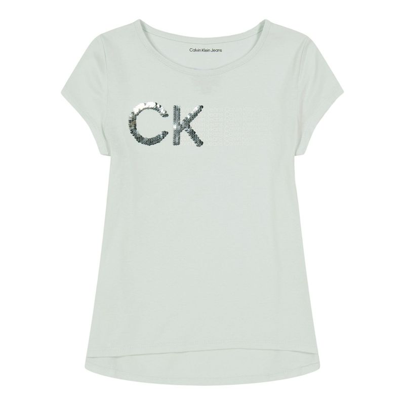CALVIN KLEIN - Camiseta Con Logotipo De Lentejuelas Niña Verde Calvin Klein