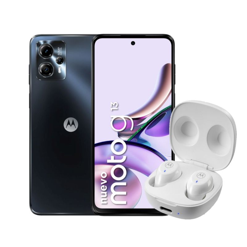 MOTOROLA - Celular Motorola G13 RAM 4 GB ROM 128 GB Concrete + moto buds 105 blancos