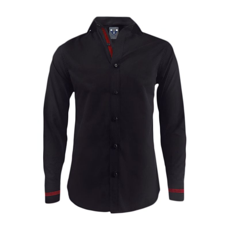 SON DOS -  Camisa negra también en tallas grandes manga larga hombre