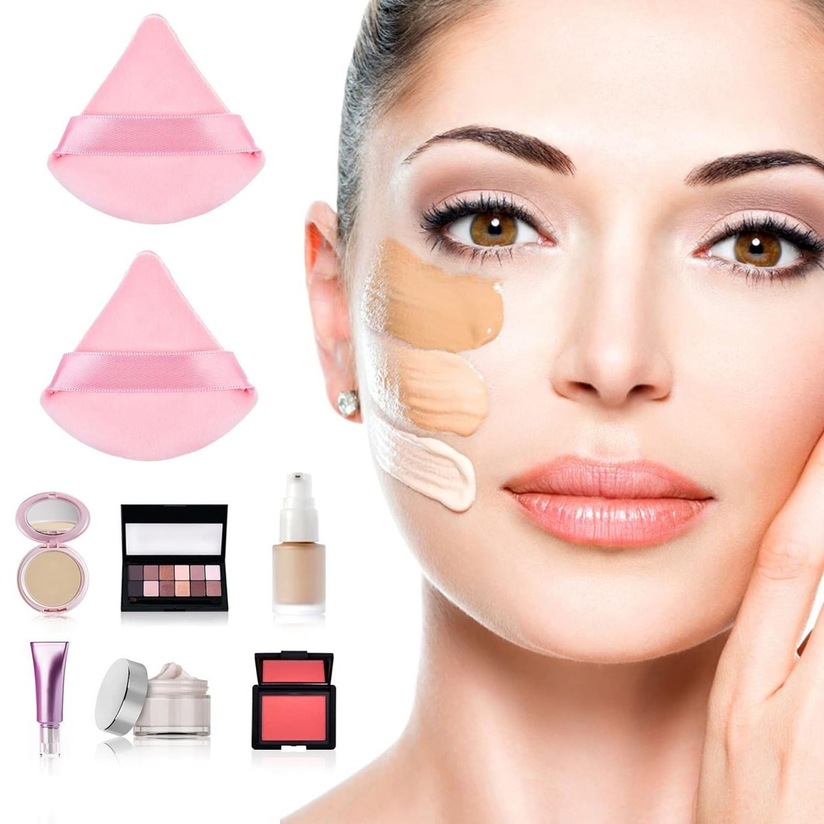 GENERICO - Pomo Brocha Aplicador Triangular Para Rutina De Skin Care X3