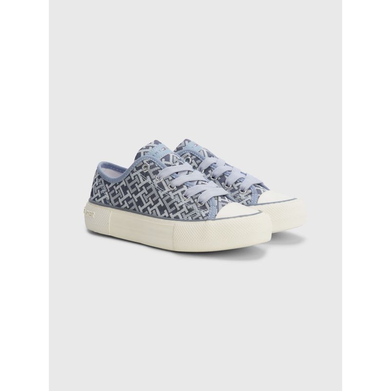 TOMMY HILFIGER - Tenis Con Monograma Y Cordones Para Niña Azul Tommy Hilfiger