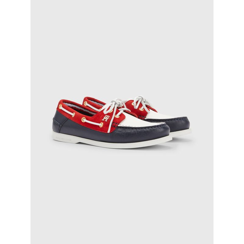 TOMMY HILFIGER - Náuticos De Cuero Con Diseño Color Block Mujer  Tommy Hilfiger