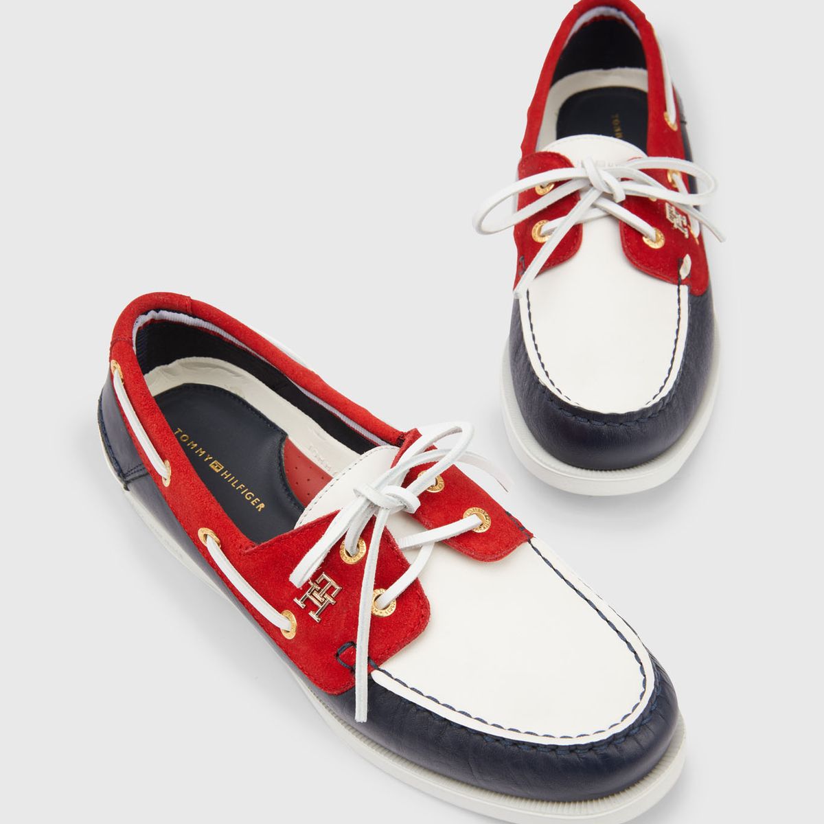 TOMMY HILFIGER - Náuticos De Cuero Con Diseño Color Block Mujer  Tommy Hilfiger