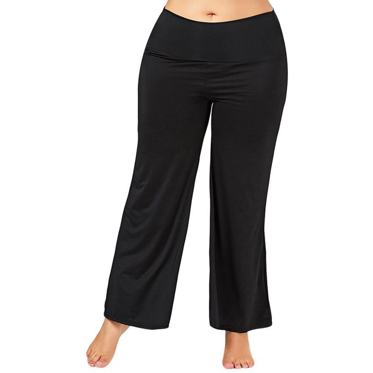 VIA7 - Pantalon en licra pegad bota recta talle alto talla grande talla plus