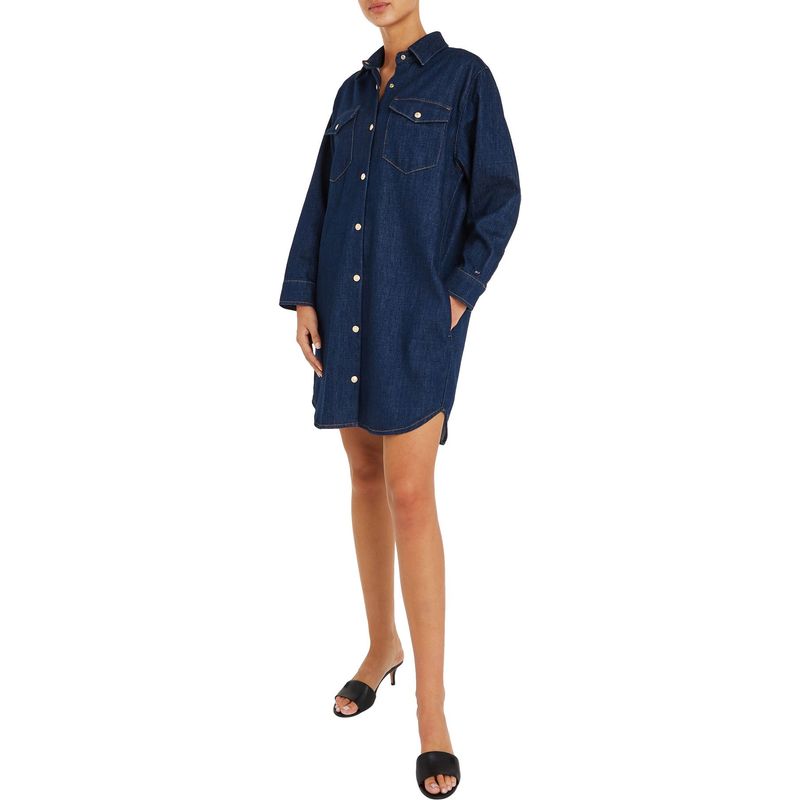 TOMMY HILFIGER - Vestido Camisero Denim Manga Larga Tommy Hilfiger