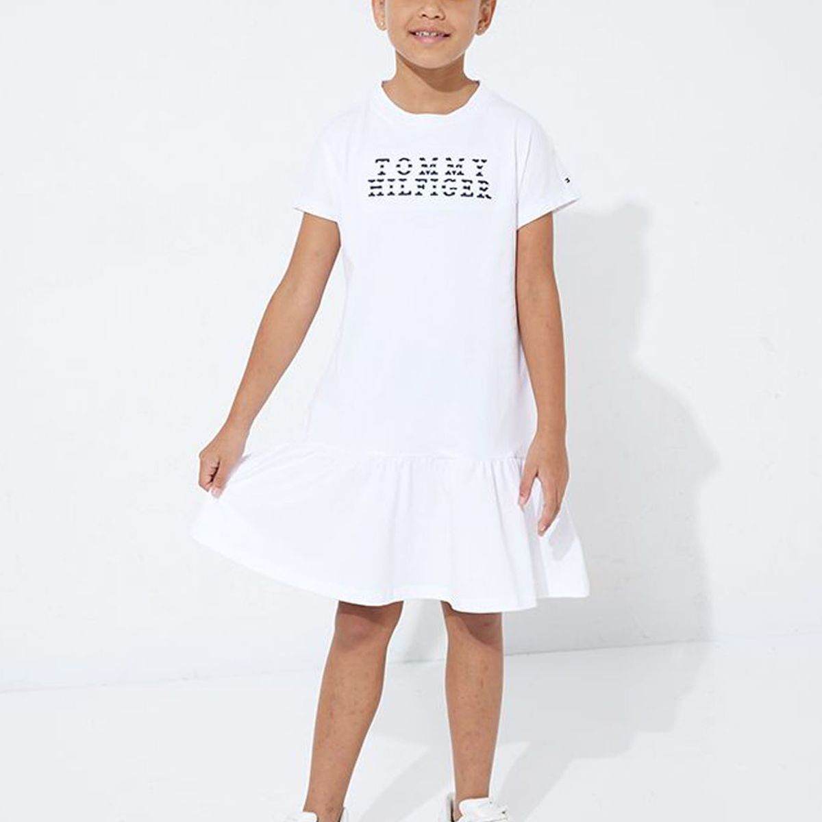 TOMMY HILFIGER - Vestido Camiseta Con Logo Niña Blanco Tommy Hilfiger