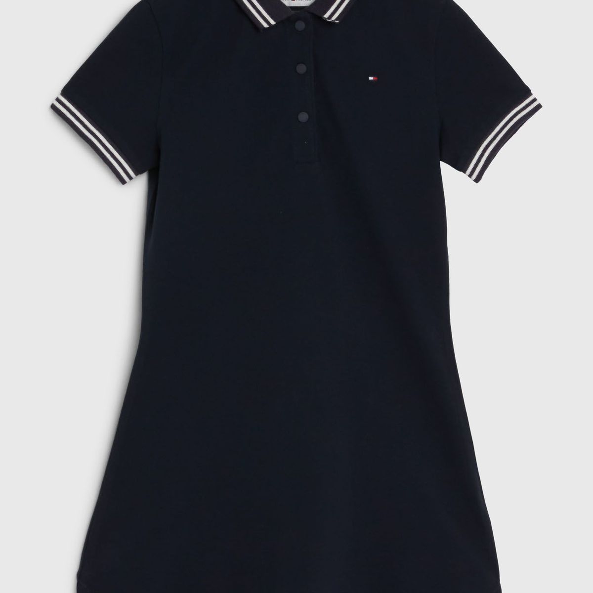 TOMMY HILFIGER - Vestido Essential Tipo Polo Con Ribetes Niña Azul Tommy Hilfiger