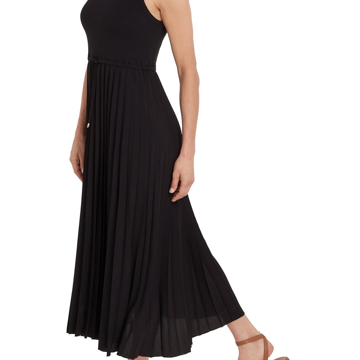 TOMMY HILFIGER - Vestido Midi Sin Mangas Con Falda Plisada Mujer Negro Tommy Hilfiger