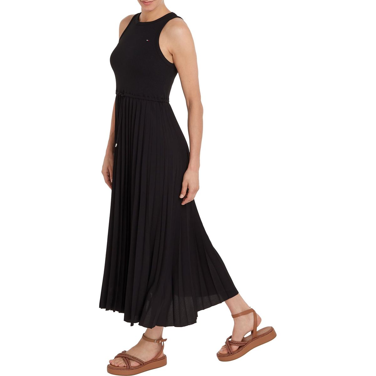 TOMMY HILFIGER - Vestido Midi Sin Mangas Con Falda Plisada Mujer Negro Tommy Hilfiger