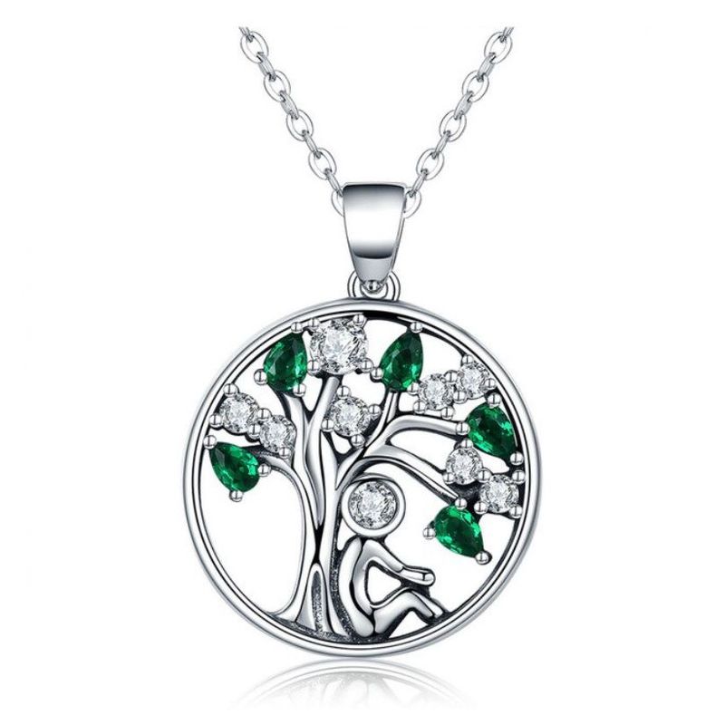 ALHAJAS - Collar Alhajas Para Mujer Árbol De La Vida Con Cristales En Plata 925