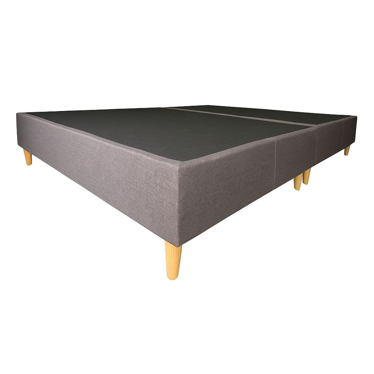 DORMIPUFF - Base Cama DOBLE 140cm Gris Lino Pata Madera Dormipuff
