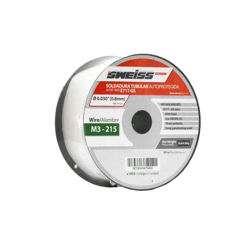 SWEISS - Soldadura Fcaw Autoprotegida Aws E71T-Gs 1 Kg Sweiss (0.030/08Mm) (M3-215)