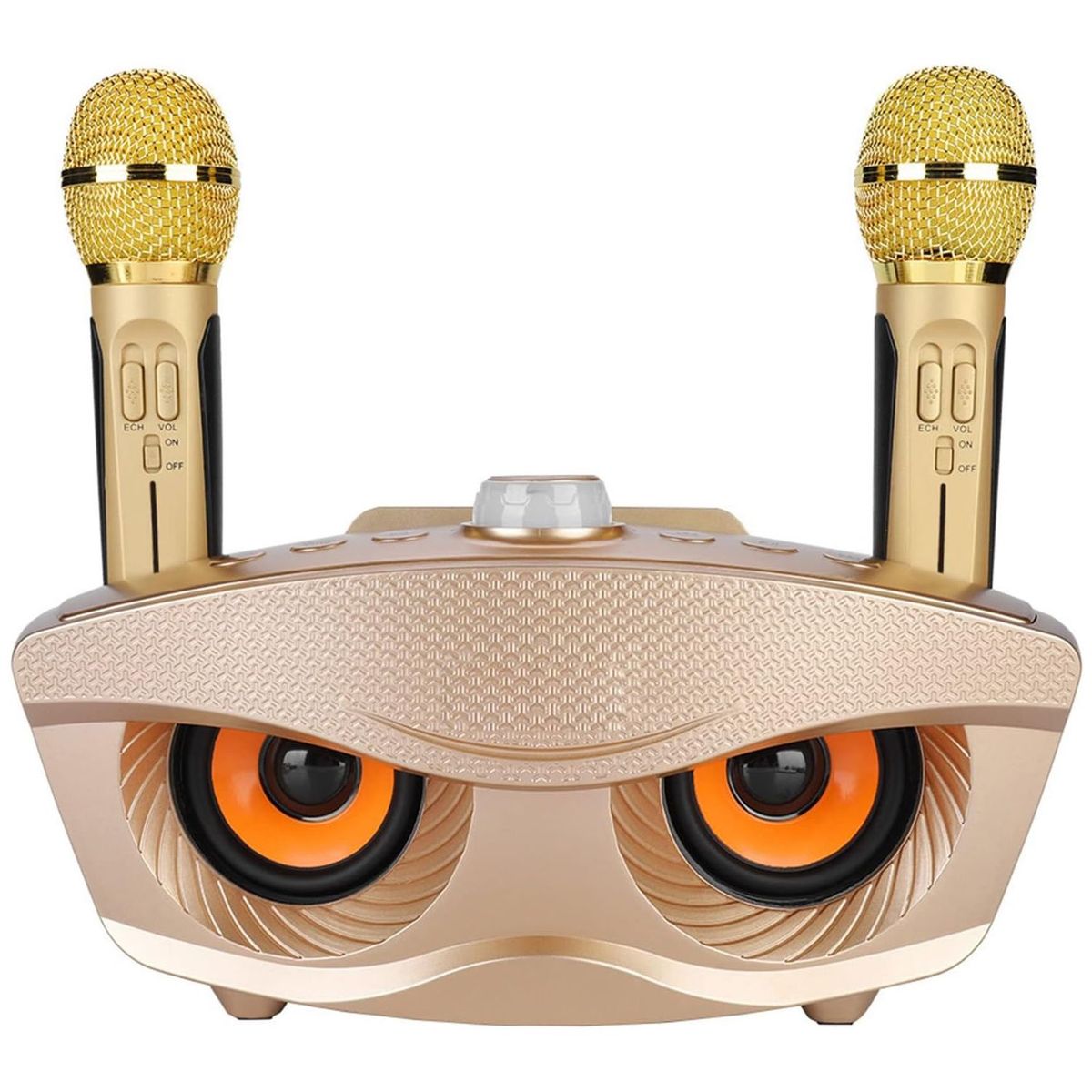 ONE PIXEL - Kit Parlante Y Micrófono Karaoke Con Control De Eco Dorado