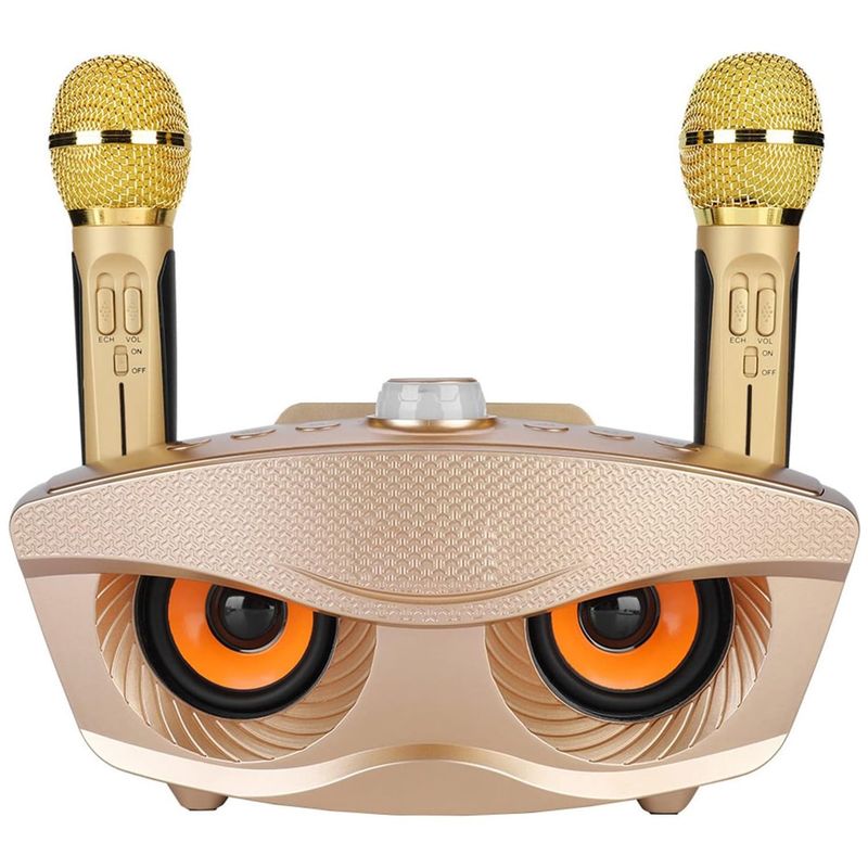 ONE PIXEL - Kit Parlante Y Micrófono Karaoke Con Control De Eco Dorado
