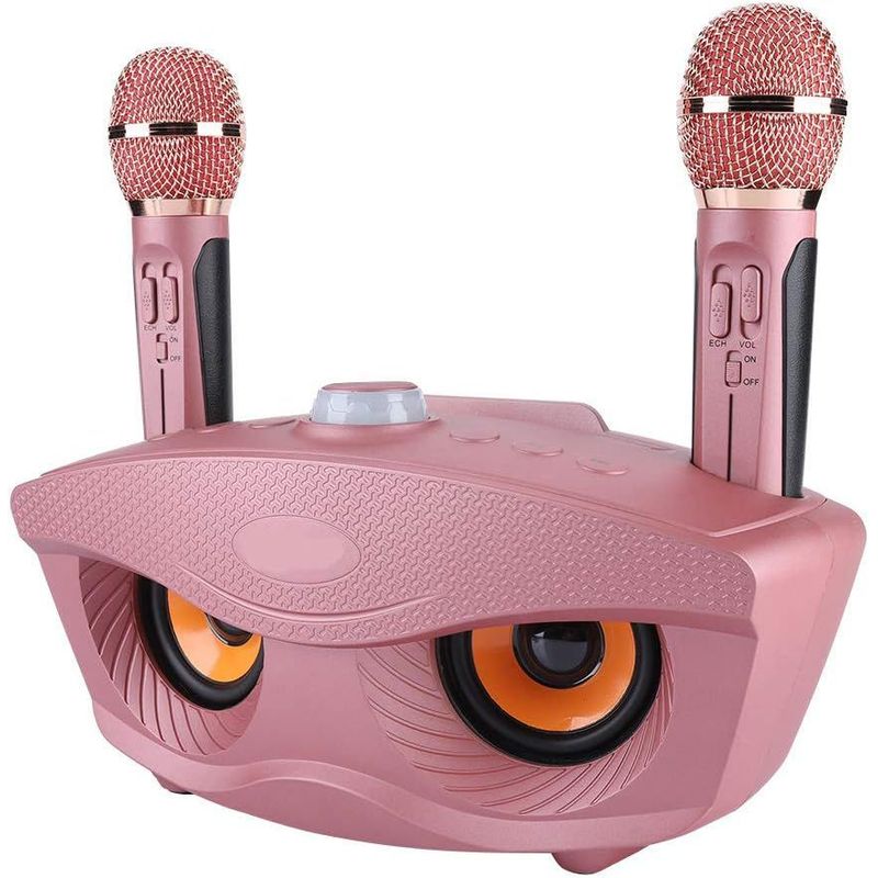ONE PIXEL - Kit Parlante Y Micrófono Karaoke Con Control De Eco Rosado