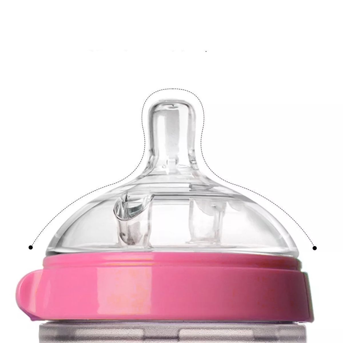 BABY ON - Biberon En Silicona Cuello Ancho Fácil Limpieza Rosa