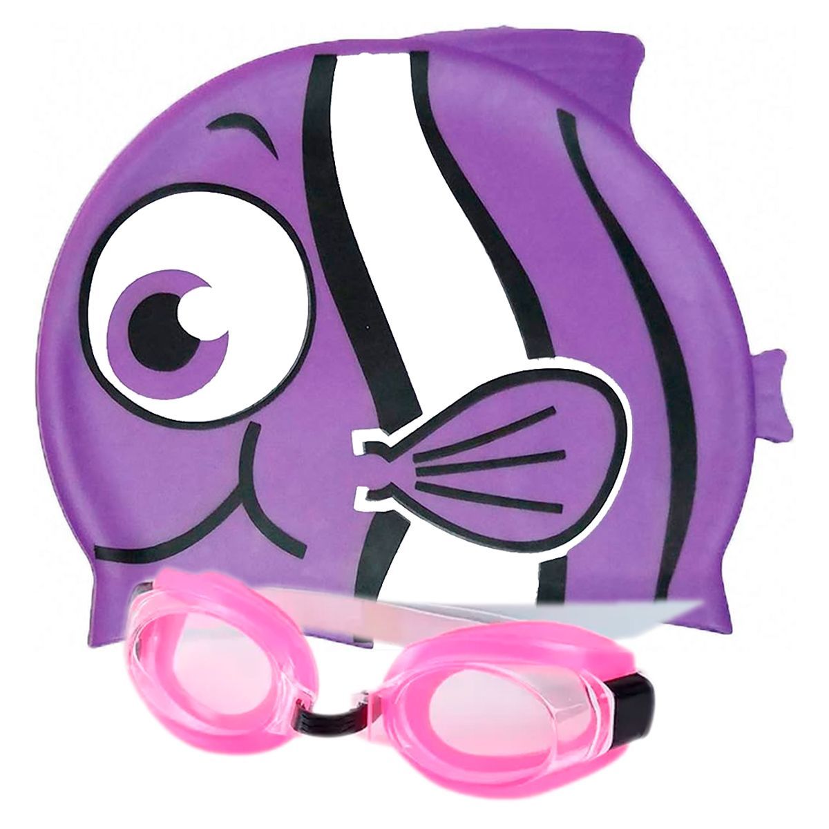 GENERICO - Set niños natación kit gafas  gorro pez silicona