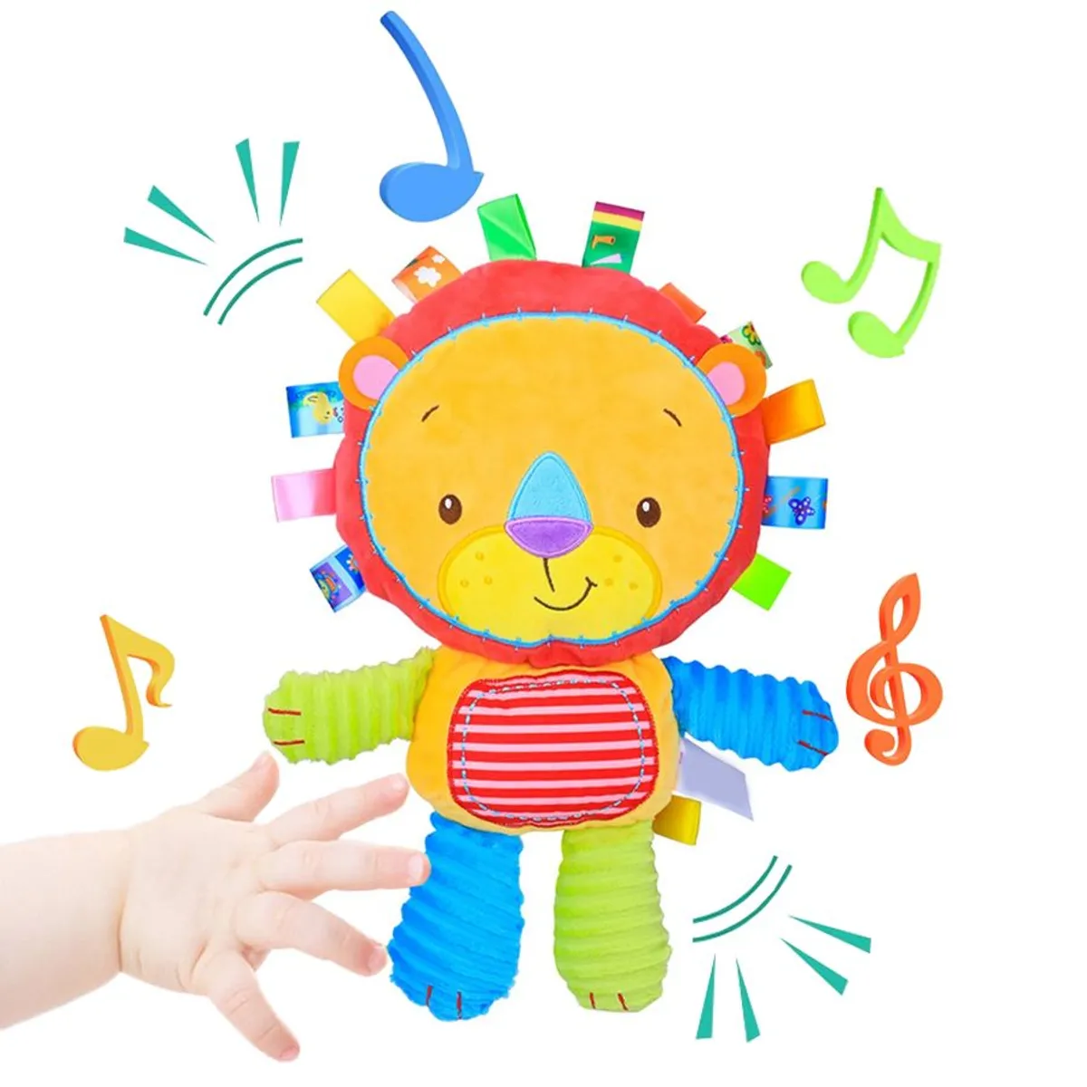 BABY ON - Peluche De Apego Sensorial Relajante Sonido Bebes Y Niños Leon