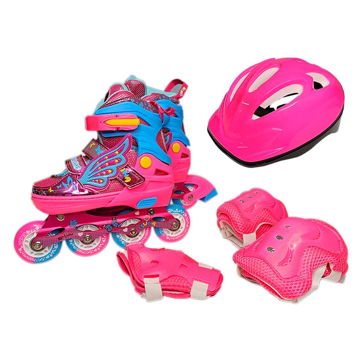 GENERICO - Kit Patines Semiprofesionales Casco  Protección Niñas Niños