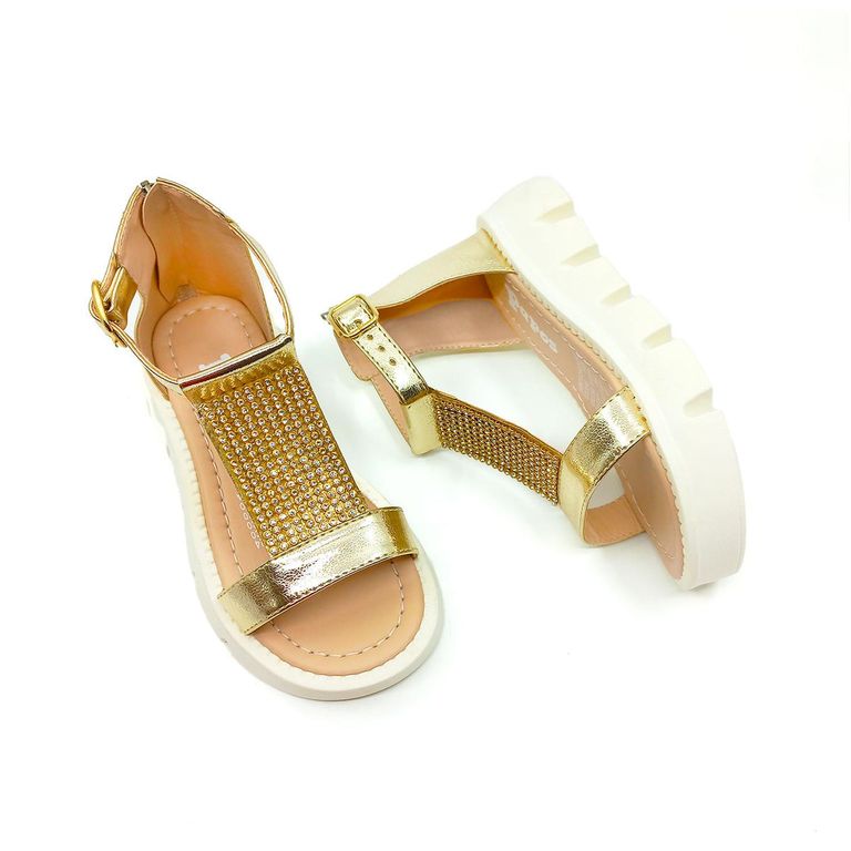 Sandalias Niñas Teen Luz de Luna Dorada Dorado PAPOS
