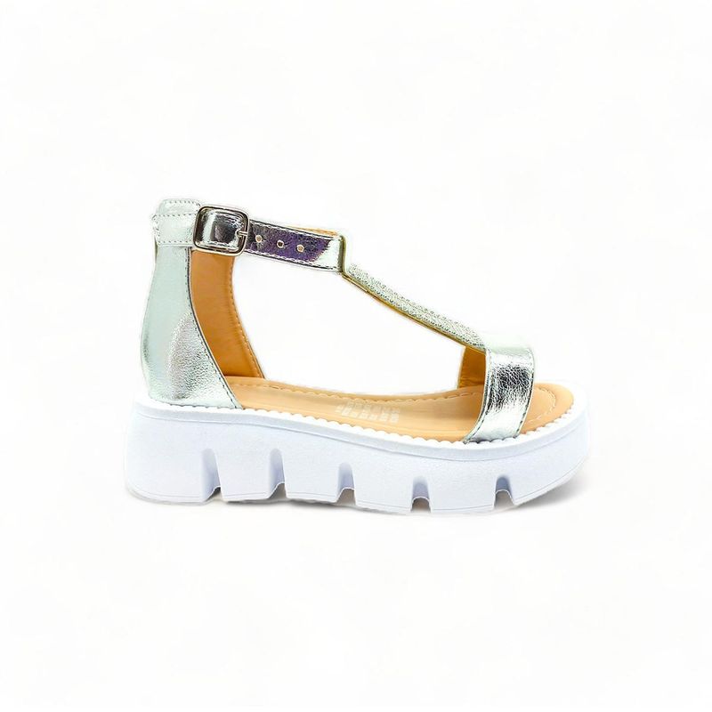 PAPOS - Sandalias Niñas Teen Luz de Luna Plateada - Beige