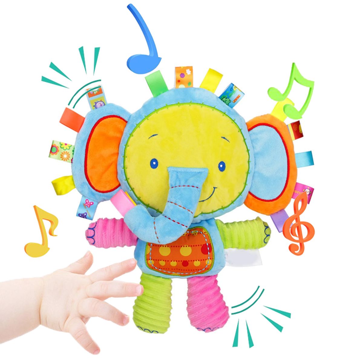 BABY ON - Peluche De Apego Sensorial Relajante Sonido Bebes Y Niños Elefante