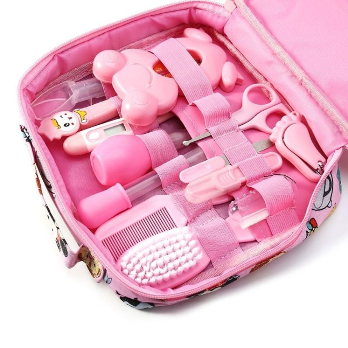 BABY ON - Kit Aseo Cuidado Bebe 13 en 1 Esencial Con Estuche Rosa
