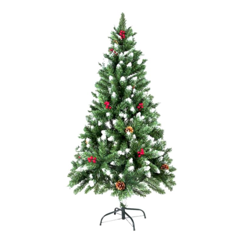 IKSA - Árbol de Navidad efecto nieve  2 tipos de ramaje  y con frutos y Piñas
