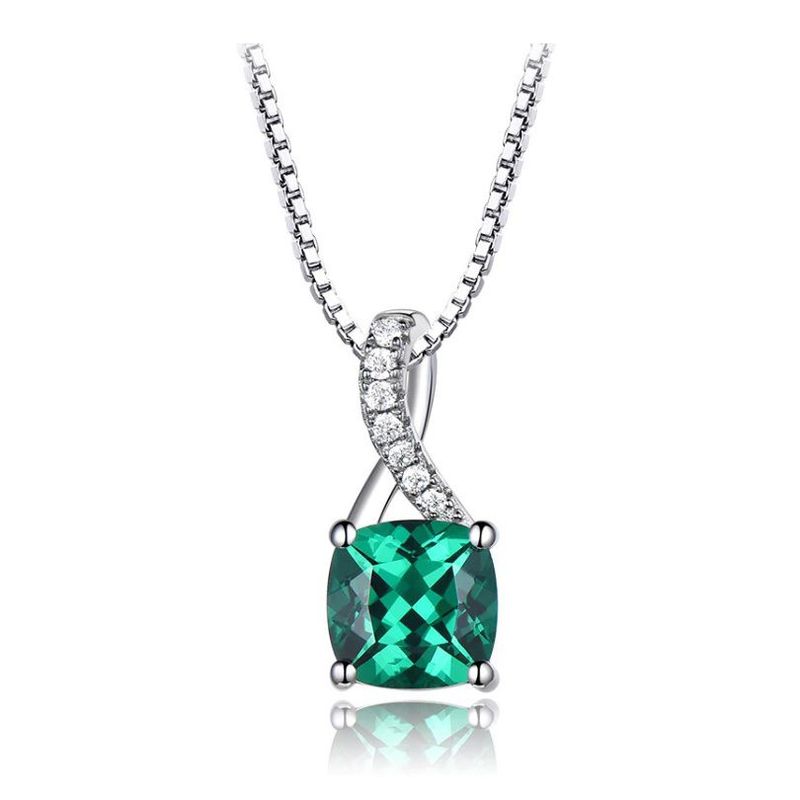 ALHAJAS - Collar Cadena Para Mujer Esmeralda Y Circones Fabricado En Plata 925