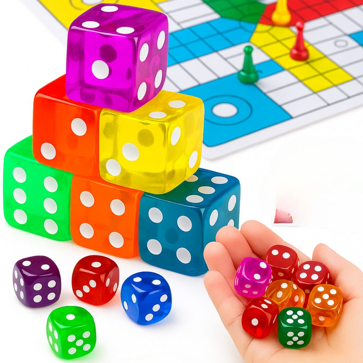 GENERICO - Juego De Dados Colores Surtidos Traslucidos X6