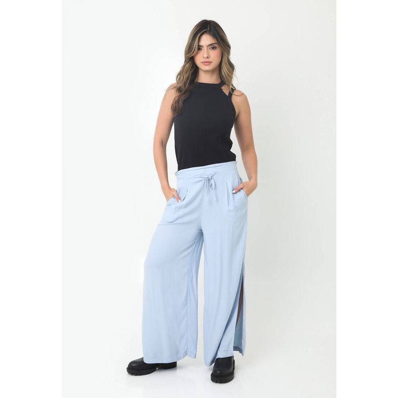 BELIFE - Pantal\\\\\\\\u00f3n Azul Con Bolsillos Frontales Y Aberturas Laterales En Bota Para Mujer Belife