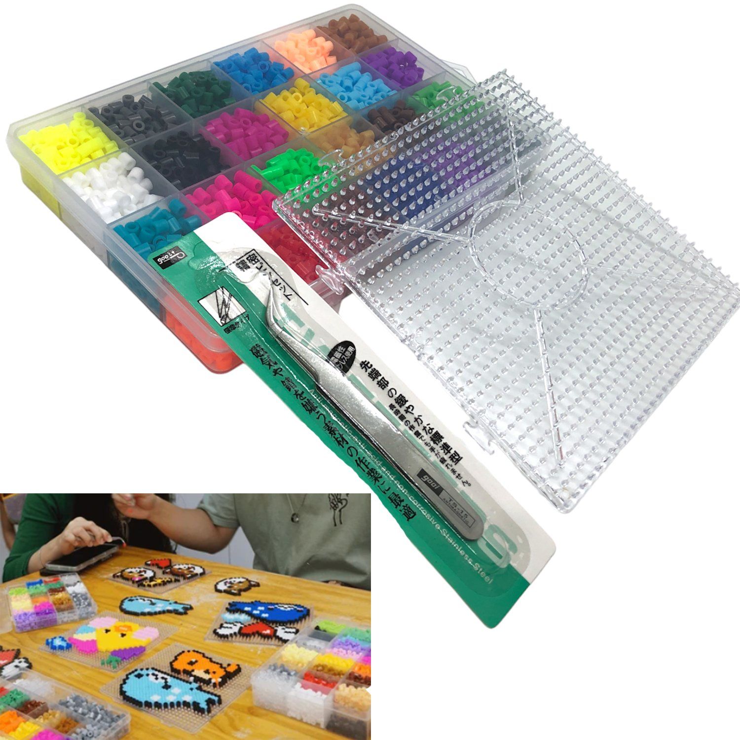 Kit Hama Beads Midi Tarro 6000 Perler 3 Tablas Manualidades | Cuotas sin interés