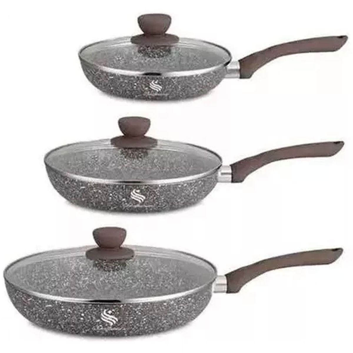 SCHAFFHAUSEN - Ollas Sartén En Piedra Volcánica Antiadherente Color Cafe_.