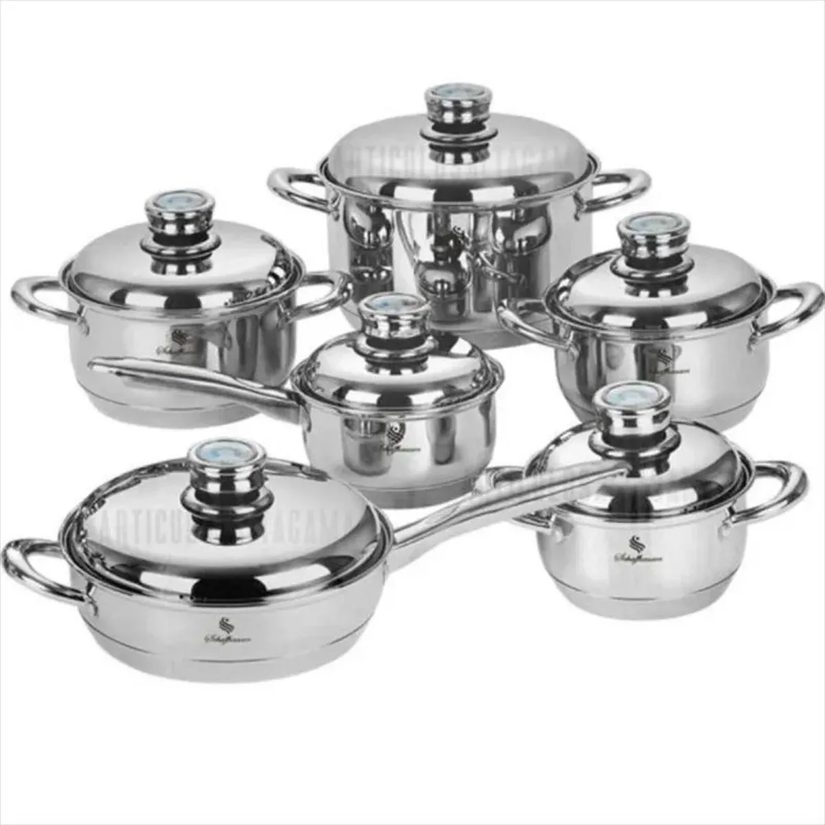 ONE PIXEL - Bateria De Ollas Schaffhausen En Acero Inoxidable 12 Piezas