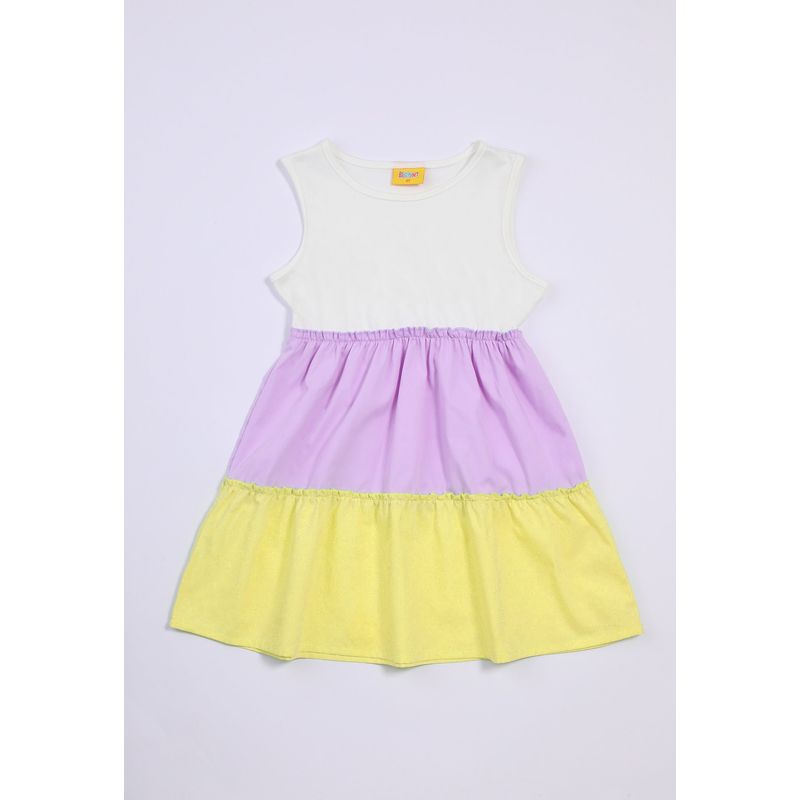 BABY PLANET - Vestido Blanco En Bloques Con Manga Sisa Para Bebé Niña Baby Planet..-