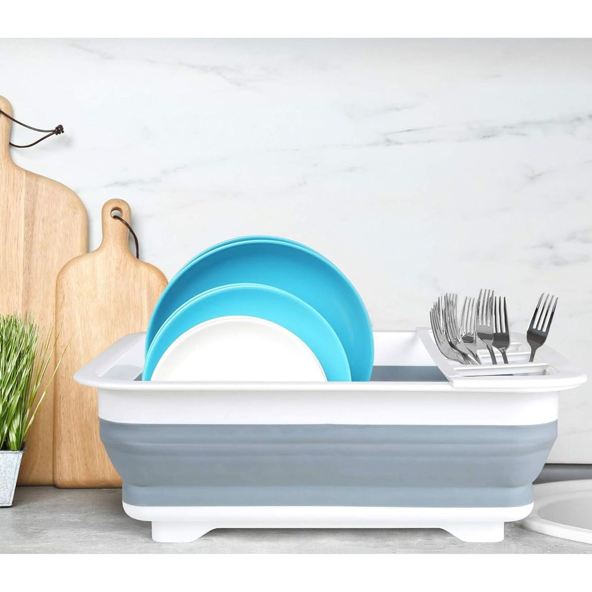 ONE PIXEL - Escurridor De Platos Plegable De Vajilla Y Loza Para Lavaplatos-