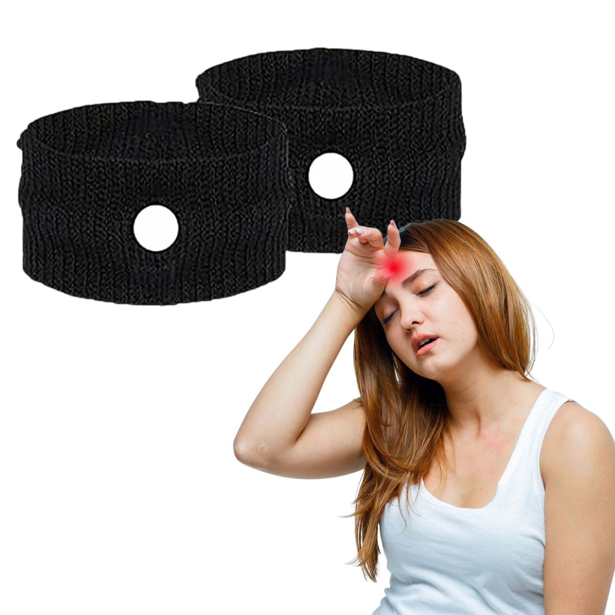 GENERICO - Manillas Pulseras Antimareo Nauseas Muñequera Viajes Vomito Negro